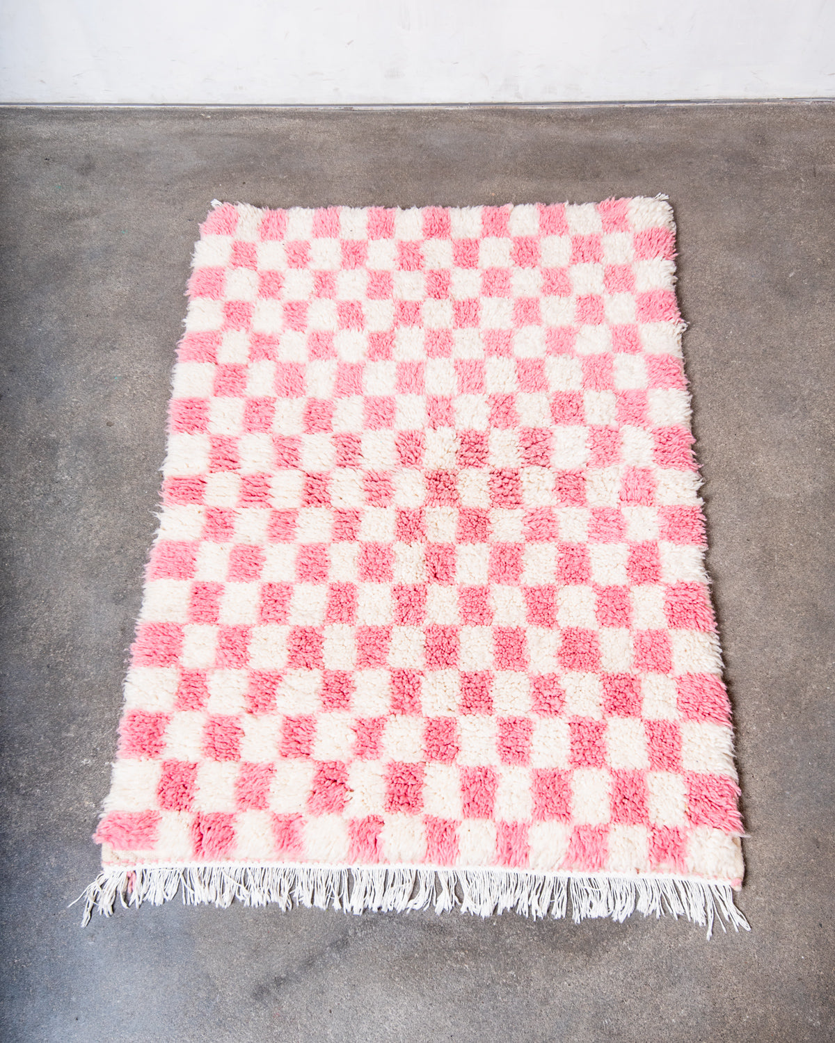 Modern, designer, handcrafted Berber rug from Morocco. Beniourain carpet with beautiful colours and patterns and fluffy wool texture.